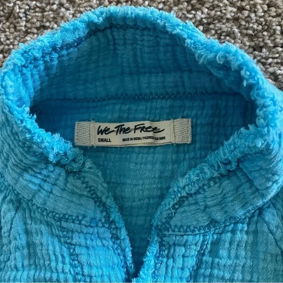 We The Free Summer Daydream Button Shirt Top Womens S Blue Long Sleeve Oversized - Picture 5 of 15